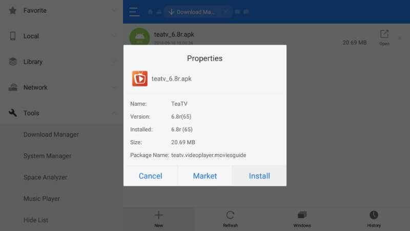 TeaTV on FireStick using ES File Explorer