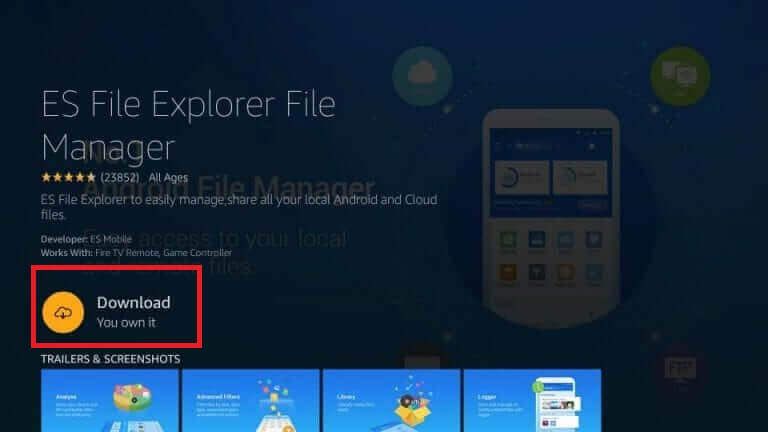 Install ES File Explorer app