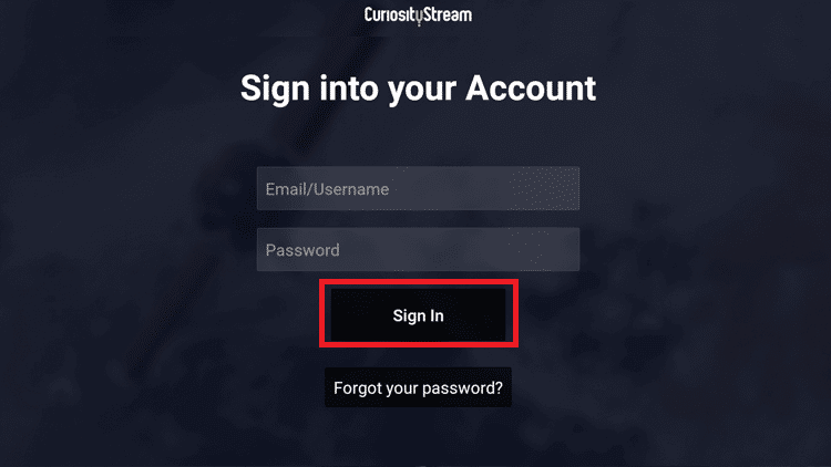 Enter login credentials