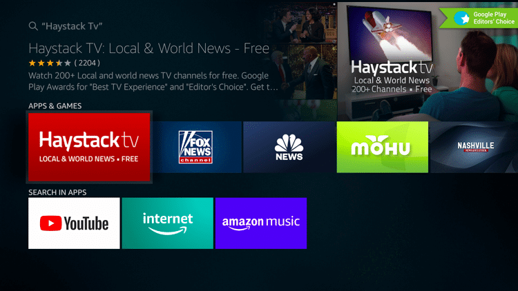 Select Haystack TV from search result.