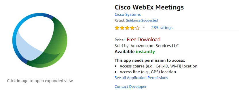 Cisco WebEx Meetings on Firestick