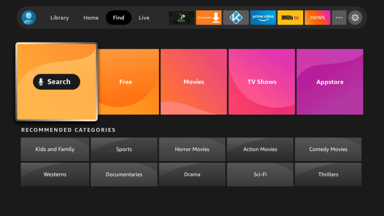 Tap the Search option - Discovery Plus on Firestick