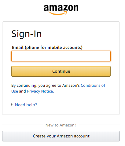 Sign in to Amazon 