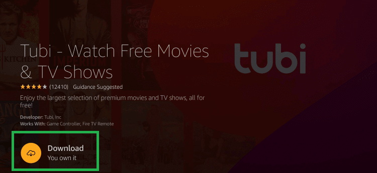 Click Download to get Tubi TV on Firestick