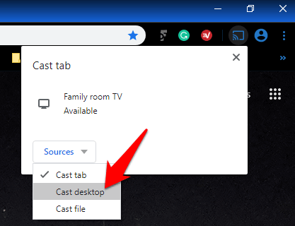 select the Cast desktop option