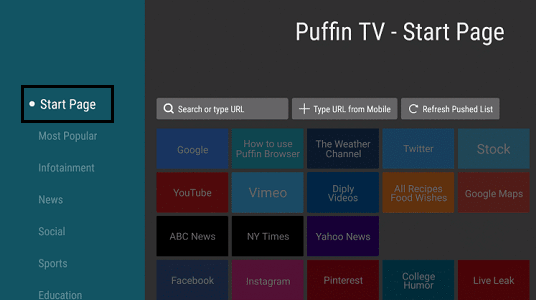 Puffin Browser on Firestick
