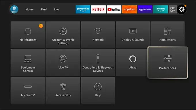 Select Preferences under My Fires TV