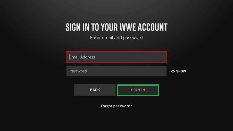 Sign in with your WWE account