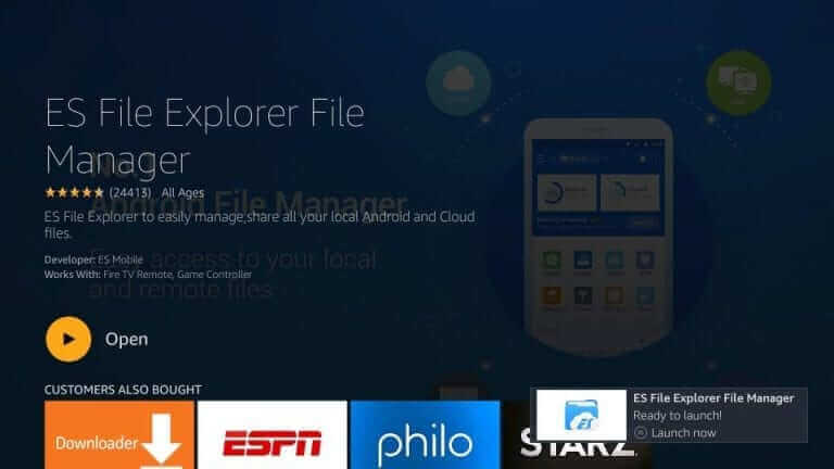 click on open to launch ex file explorer