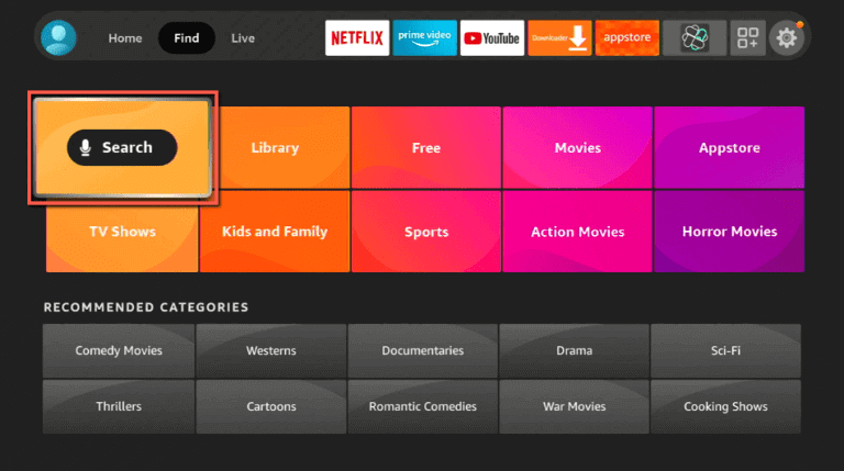 select search to stream contents using LocalCast Firestick