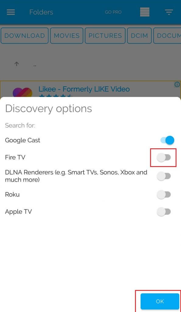 Enable Fire TV option