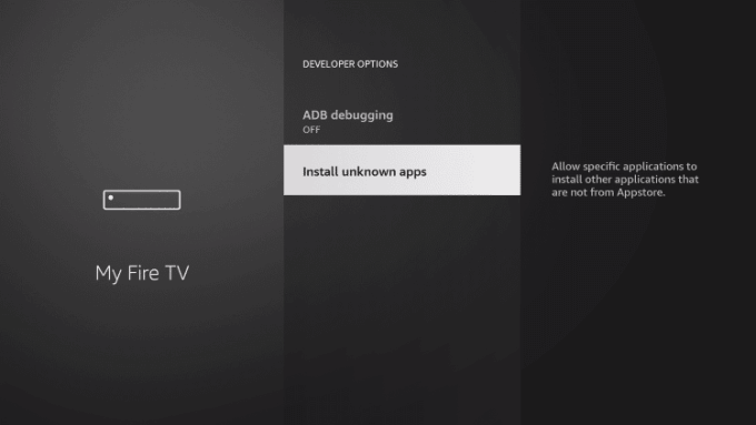 click on install unknown apps to stream Bet Now on Firestick