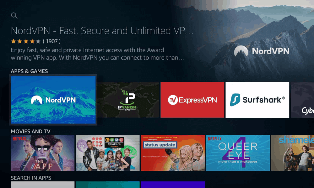 Select NordVPN to stream Bet Now on Firestick from outside US