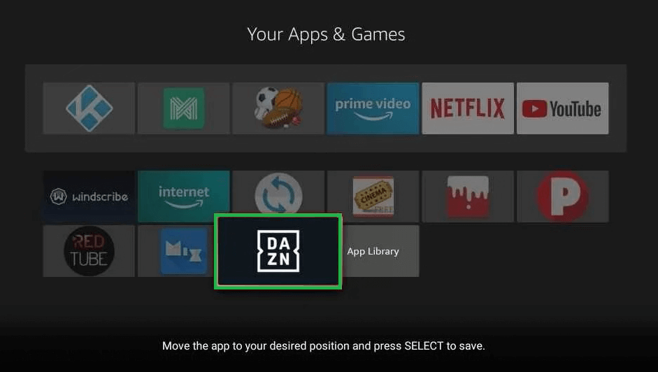 move the app to fire tv home