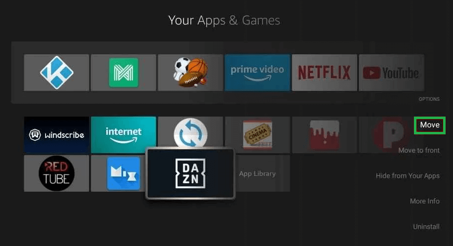 Click Move to move the app to Firestick home