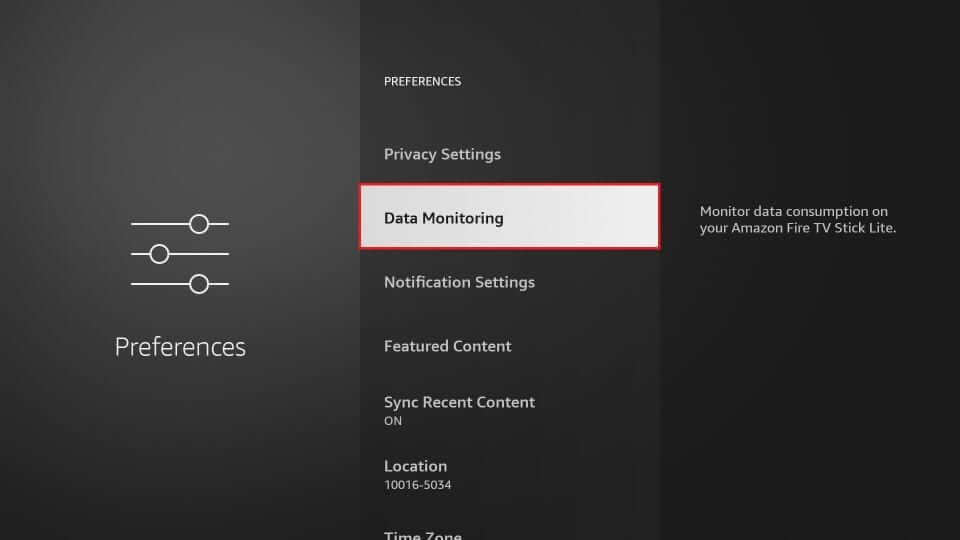 select data monitoring option