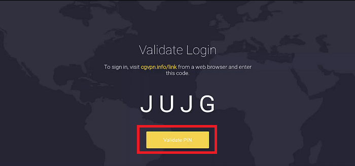 enter the code and click on validate