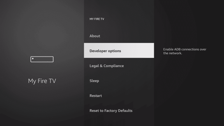 select developer options from the screen