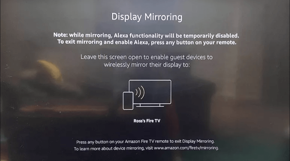 display mirroring screen will appear