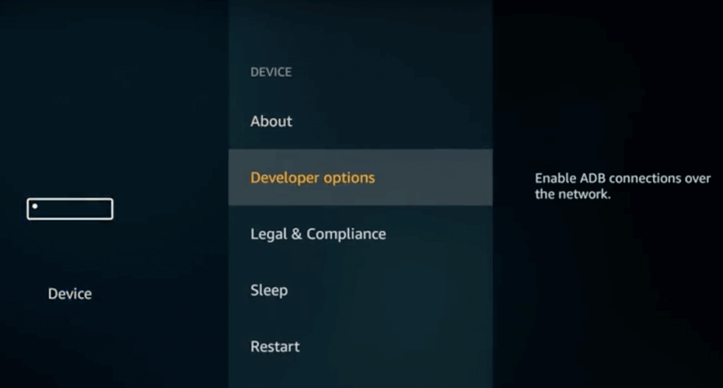 click developer options from the screen