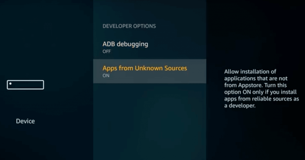 select apps from unknown sources to install antivirus for firestick