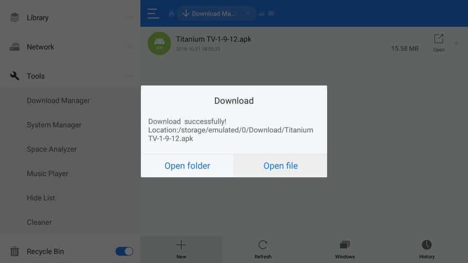 click open file to install the apk file