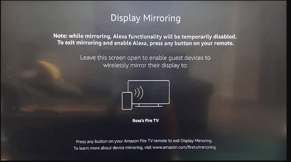 you will be in display mirroring mode