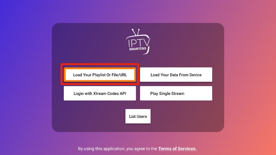 Select Load your playlist or File/URL