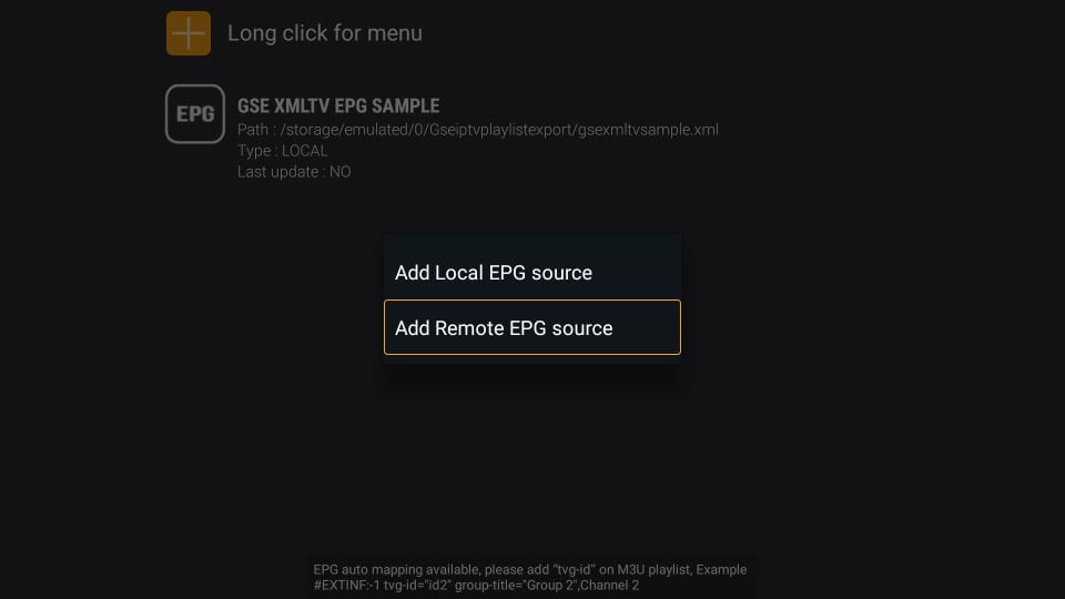Add Remote EPG Source on GSE Smart IPTV