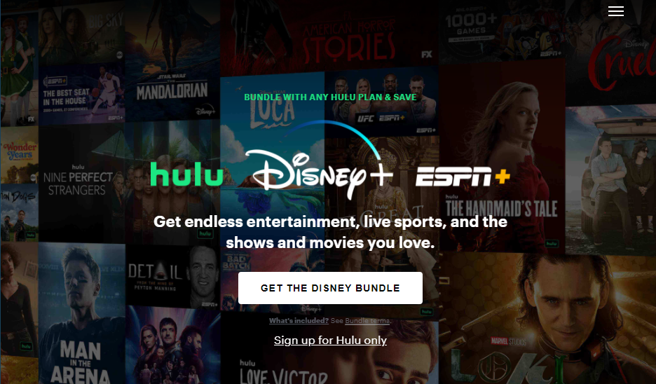 Click on Sign up for Hulu