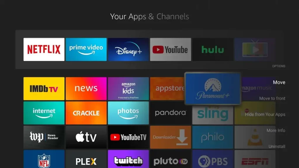Select More Info and update Firestick apps