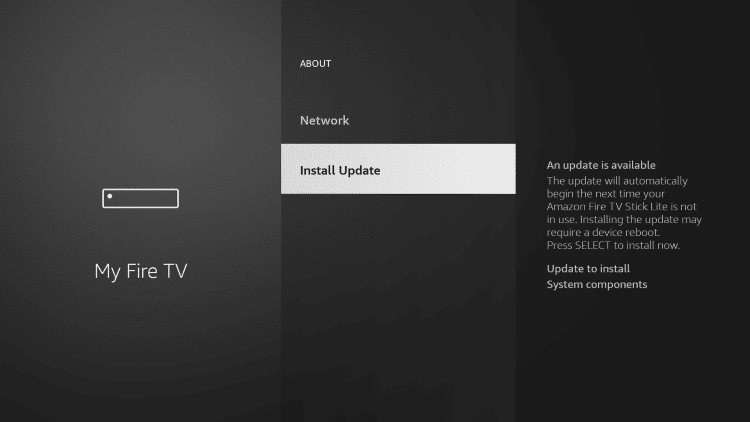 Select Install Update to update Firestick apps