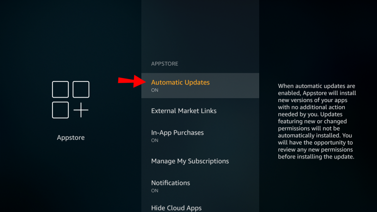 Turn on automatic updates to update Firestick apps