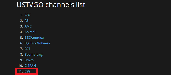 Select the CBS channel