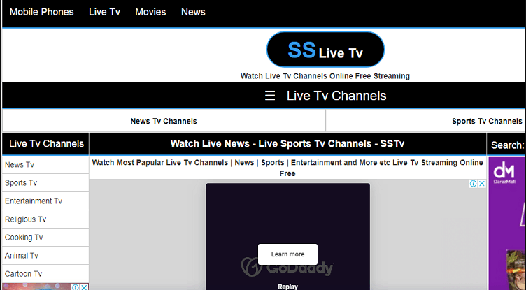 Select the Sports TV channels option
