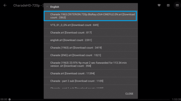 select the subtitle and start streaming Cinema HD Apk
