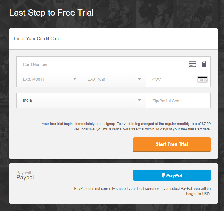 Start Crunchyroll free trial