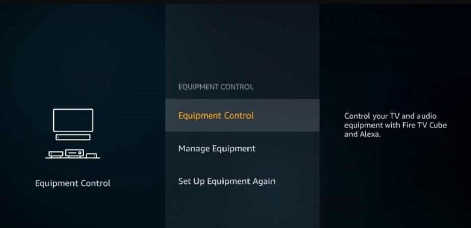 equipment control option in fire tv