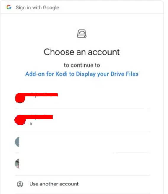 choosing an account for accessing google drive