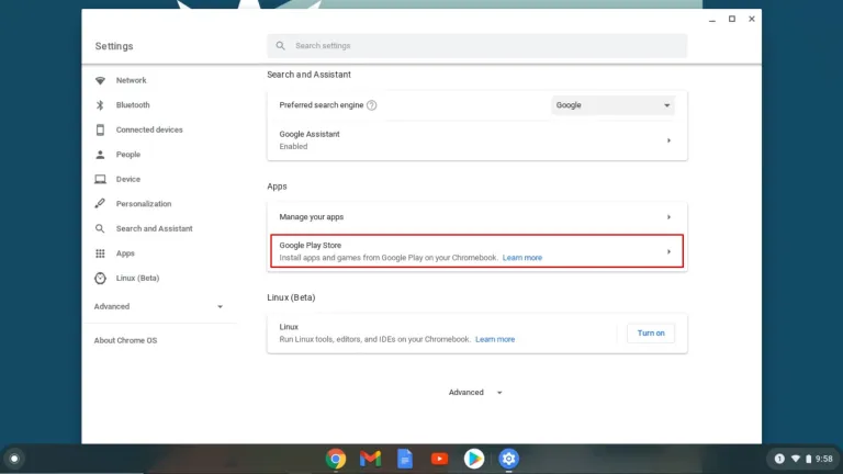 Enable the Google Play Store option