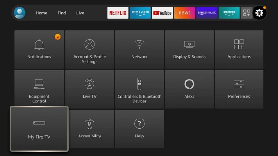 my fire tv option under settings