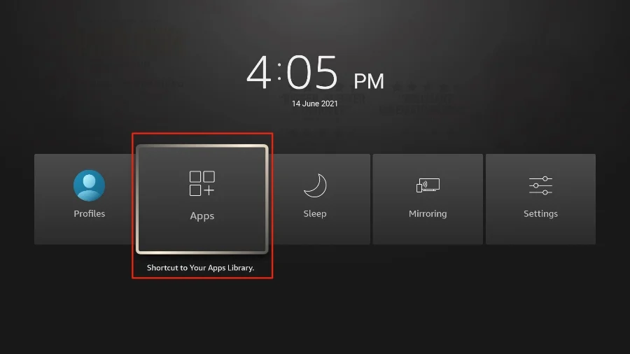Select the Apps tab - Access Set TV on Firestick