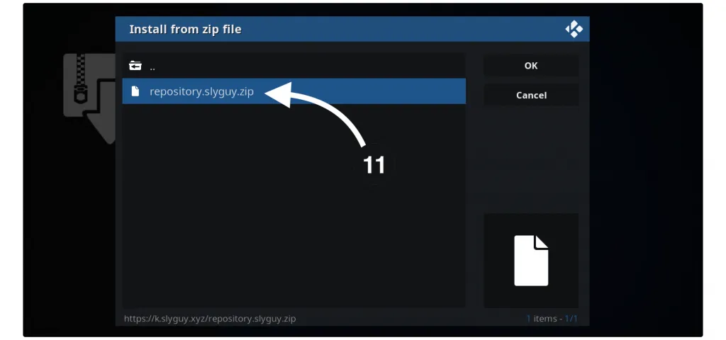 Select the Zip file