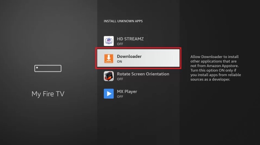 enabling downloader to install Sky Sports on Firestick