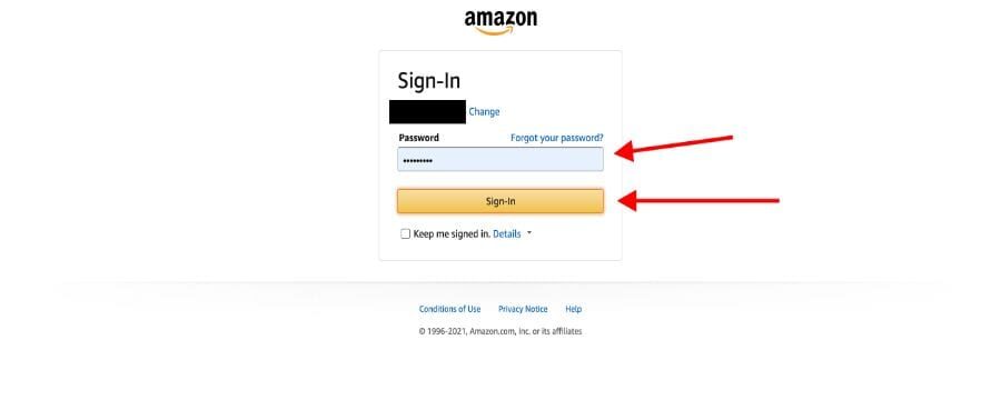 Sign in with your Amazon account 