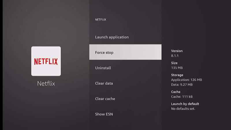 click the Force Stop option to close Apps on Firestick