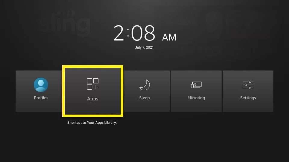 Navigate to the Apps section to launch the IPTV Hub App on Firestick