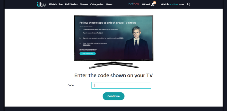 Type the activation code to stream ITV Hub on Firestick