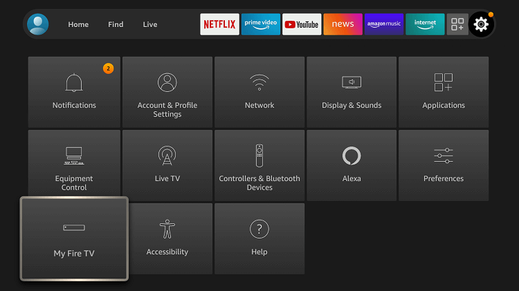 Select the My Fire TV 