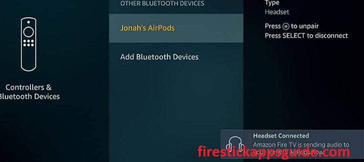 Choose your AirPods name to connect AirPods to Firestick